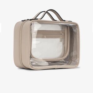 NWT Calpak Medium Clear Cosmetic Case in Stone